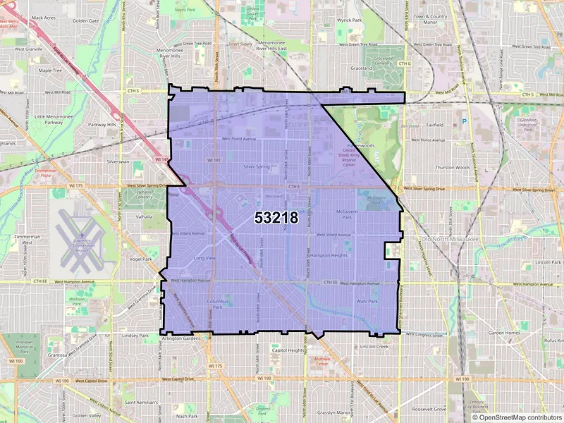 Map of ZIP Code 53218 — Milwaukee, WI