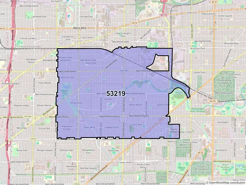 Map of ZIP Code 53219 — Milwaukee, WI
