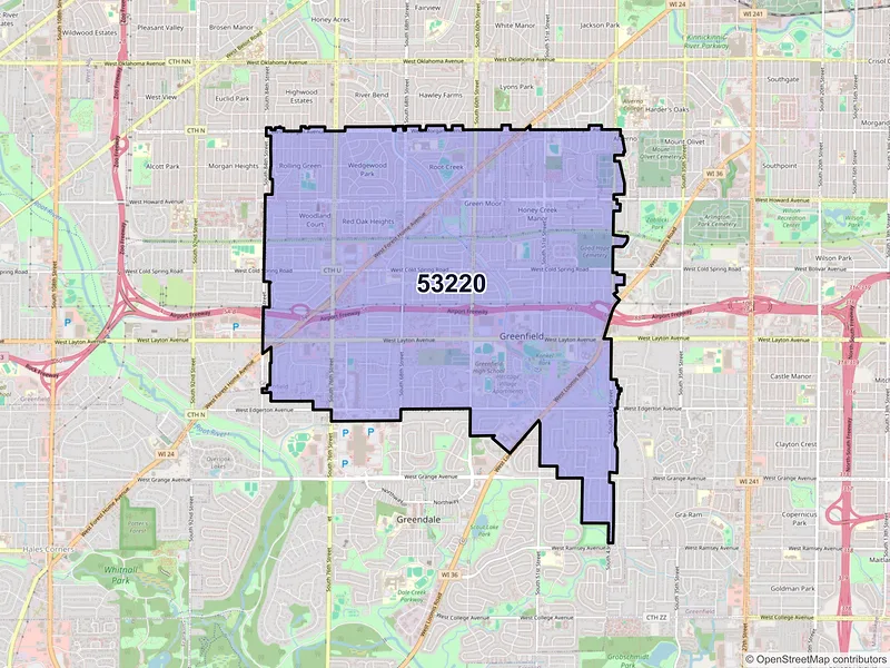 Map of ZIP Code 53220 — Milwaukee, WI