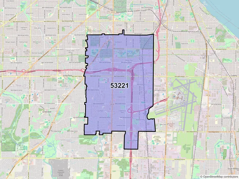 Map of ZIP Code 53221 — Milwaukee, WI