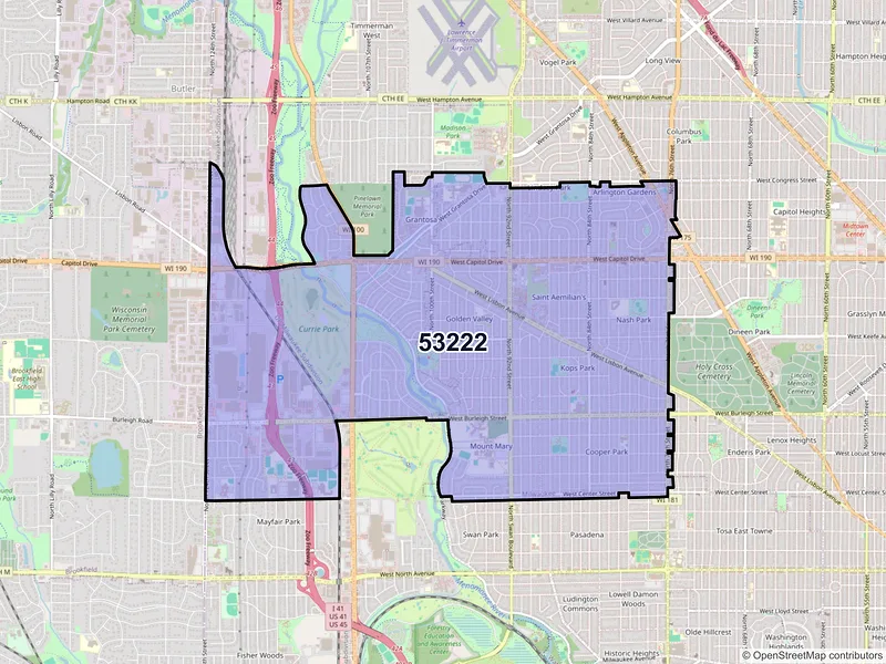 Map of ZIP Code 53222 — Milwaukee, WI