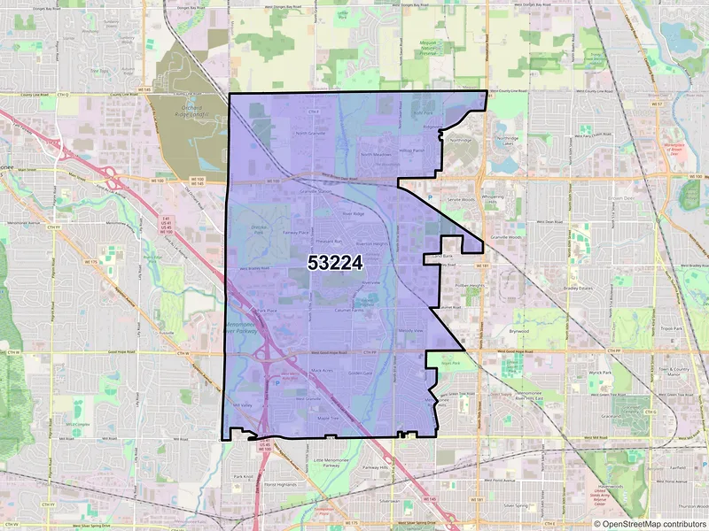 Map of ZIP Code 53224 — Milwaukee, WI