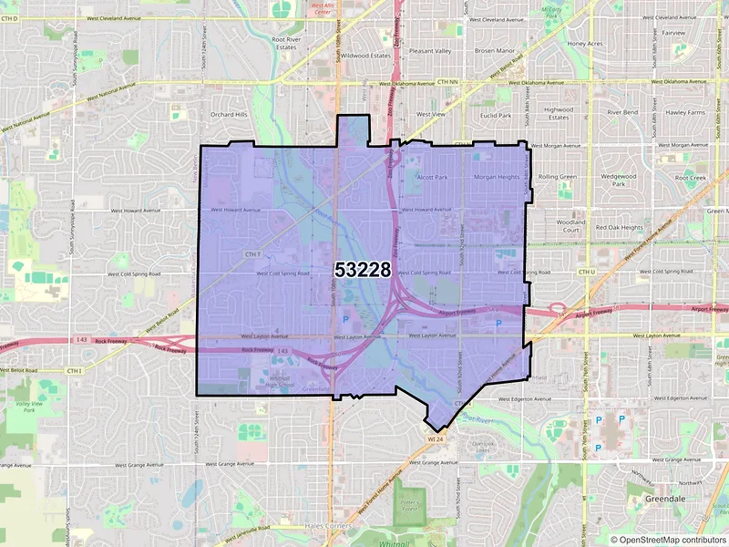 Map of ZIP Code 53228 — Milwaukee, WI
