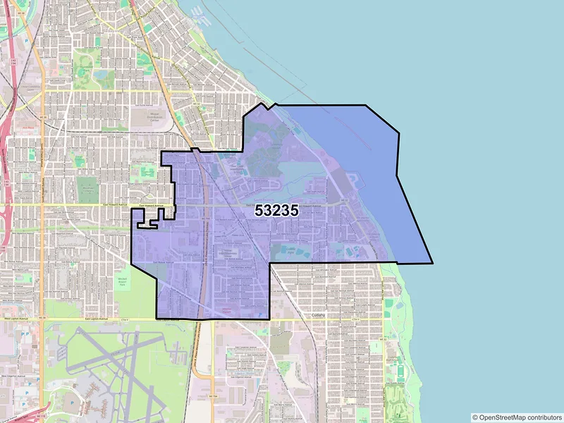 Map of ZIP Code 53235 — Saint Francis, WI