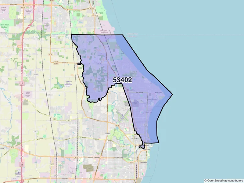 Map of ZIP Code 53402 — Racine, WI