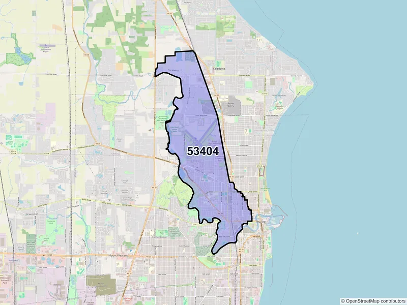 Map of ZIP Code 53404 — Racine, WI