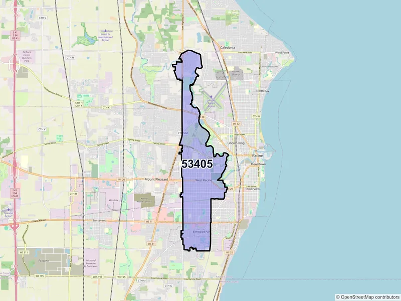 Map of ZIP Code 53405 — Racine, WI