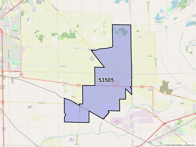 Map of ZIP Code 53505 — Avalon, WI