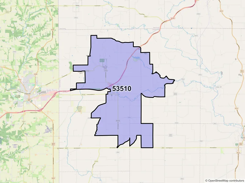 Map of ZIP Code 53510 — Belmont, WI