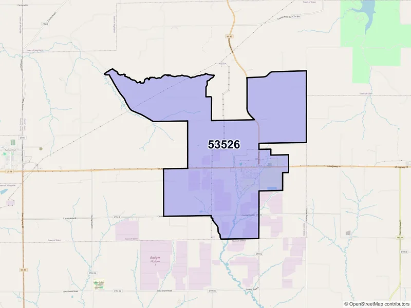 Map of ZIP Code 53526 — Cobb, WI