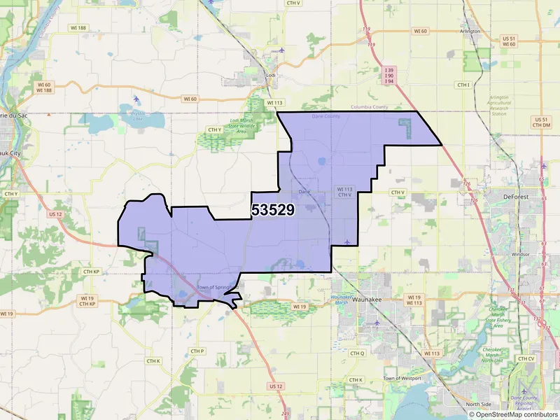 Map of ZIP Code 53529 — Dane, WI