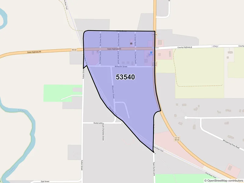 Map of Gotham, Wisconsin and ZIP codes