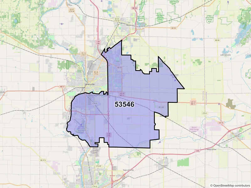 Map of ZIP Code 53546 — Janesville, WI