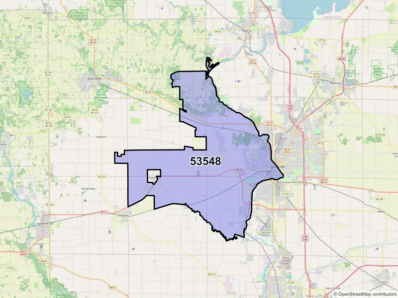Map of ZIP Code 53548 — Janesville, WI