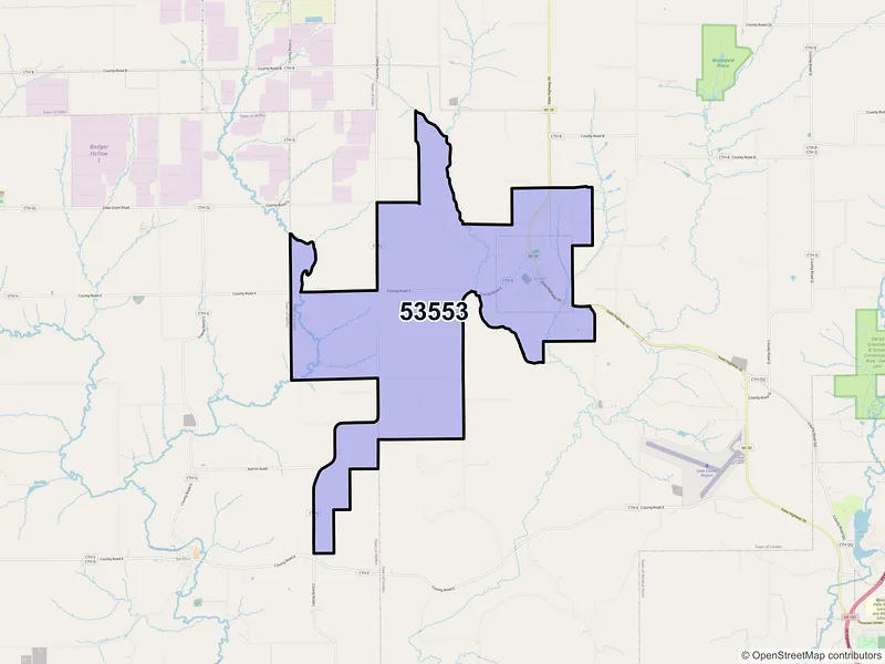 Map of ZIP Code 53553 — Linden, WI