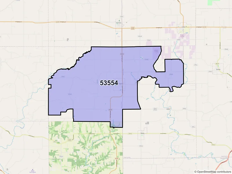 Map of ZIP Code 53554 — Livingston, WI