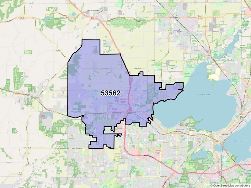 Map of ZIP Code 53562 — Middleton, WI