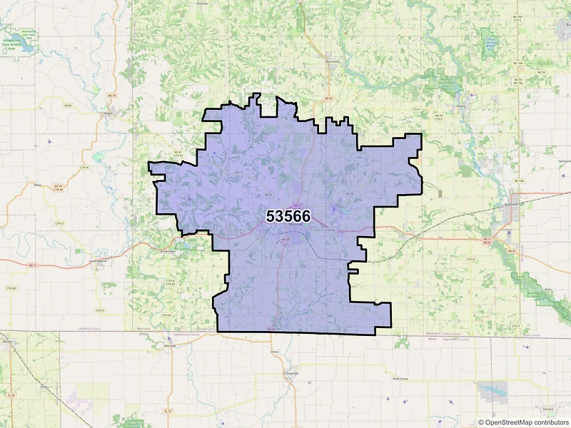 Map of ZIP Code 53566 — Monroe, WI