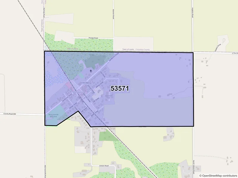Map of Morrisonville, Wisconsin and ZIP codes
