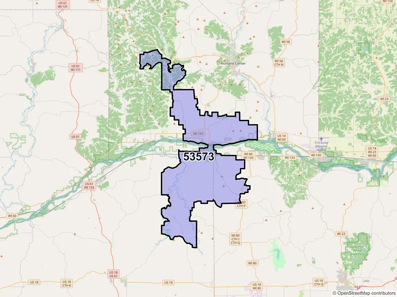 Map of ZIP Code 53573 — Muscoda, WI