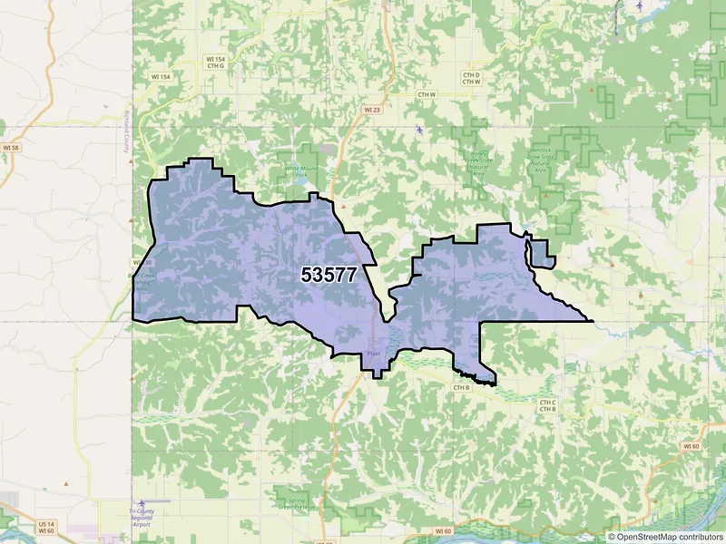 Map of ZIP Code 53577 — Plain, WI