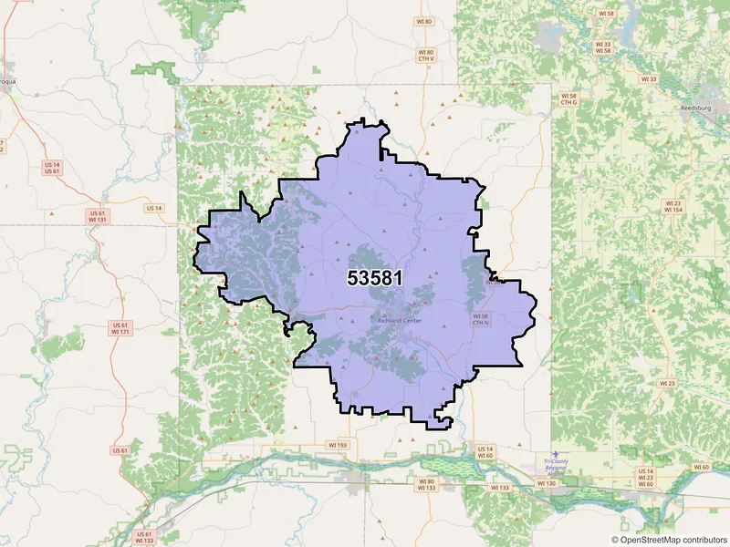 Map of ZIP Code 53581 — Richland Center, WI
