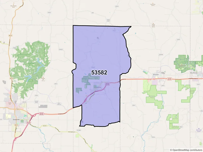 Map of ZIP Code 53582 — Ridgeway, WI