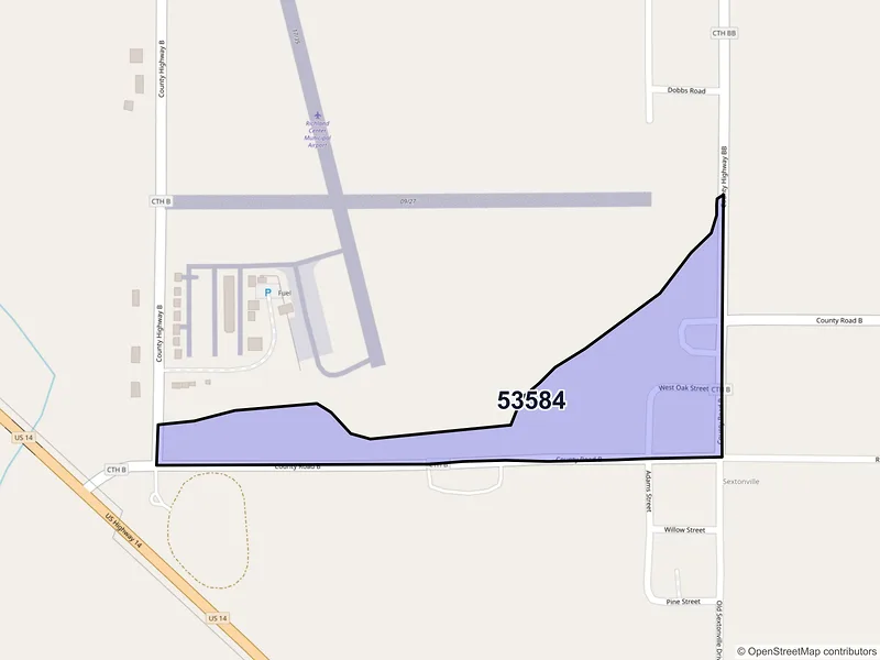 Map of Sextonville, Wisconsin and ZIP codes