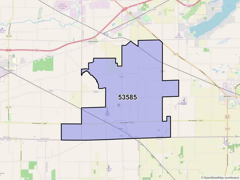 Map of ZIP Code 53585 — Sharon, WI