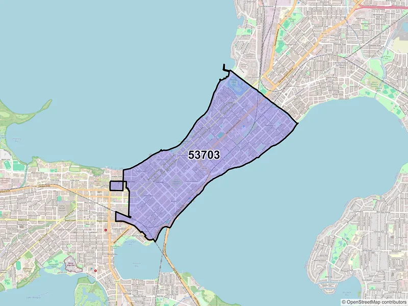Map of ZIP Code 53703 — Madison, WI