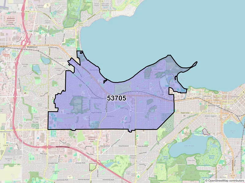 Map of ZIP Code 53705 — Madison, WI
