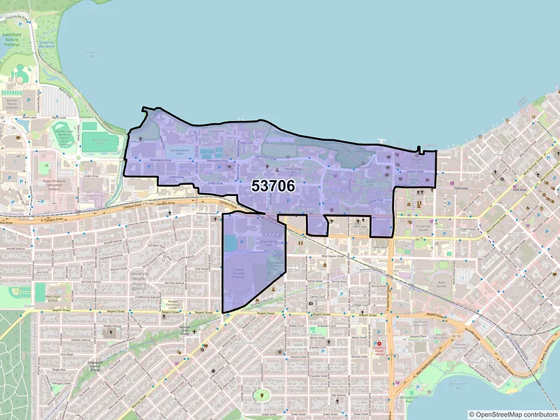 Map of ZIP Code 53706 — Madison, WI