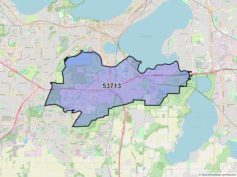 Map of ZIP Code 53713 — Madison, WI
