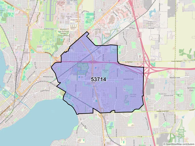 Map of ZIP Code 53714 — Madison, WI