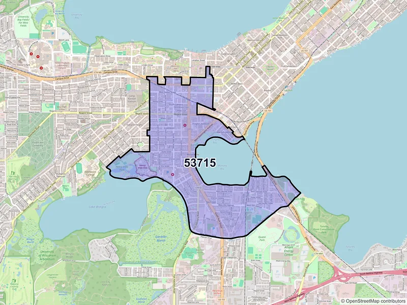 Map of ZIP Code 53715 — Madison, WI