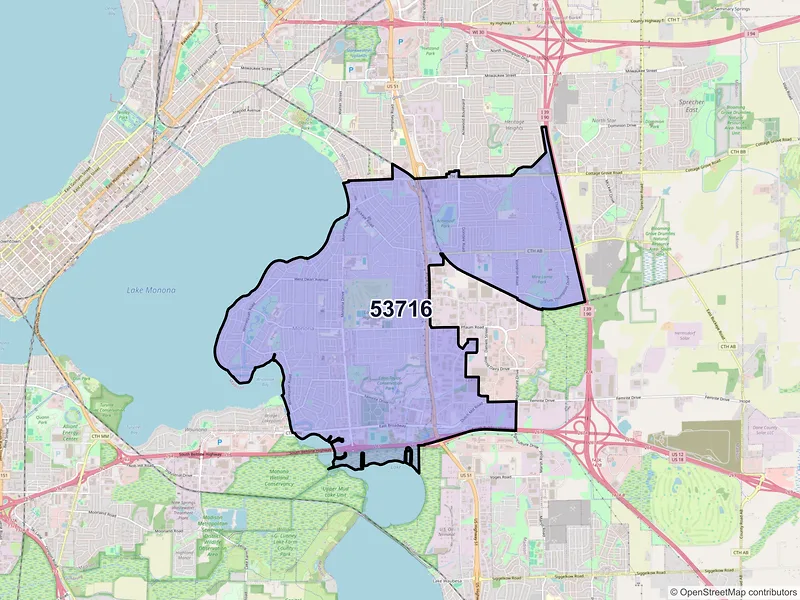 Map of ZIP Code 53716 — Madison, WI