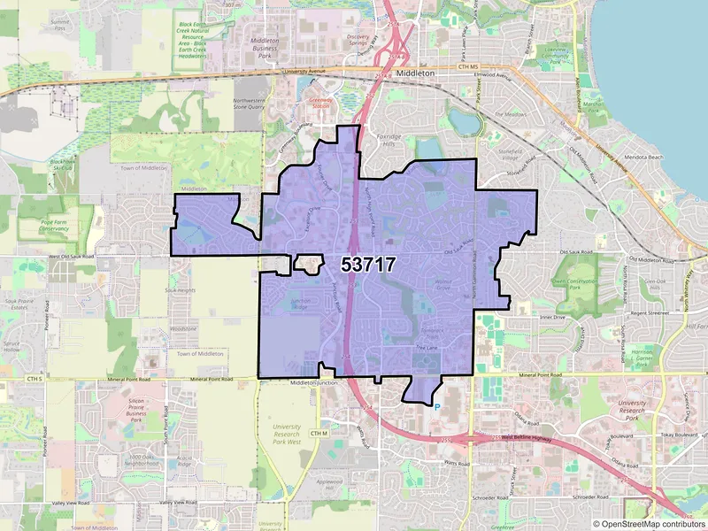 Map of ZIP Code 53717 — Madison, WI