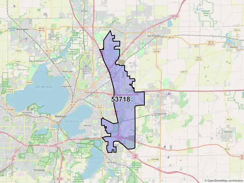 Map of ZIP Code 53718 — Madison, WI