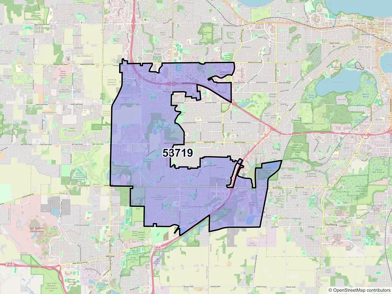Map of ZIP Code 53719 — Madison, WI