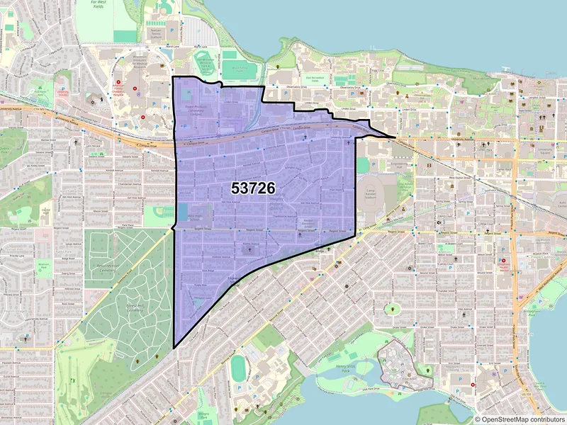Map of ZIP Code 53726 — Madison, WI