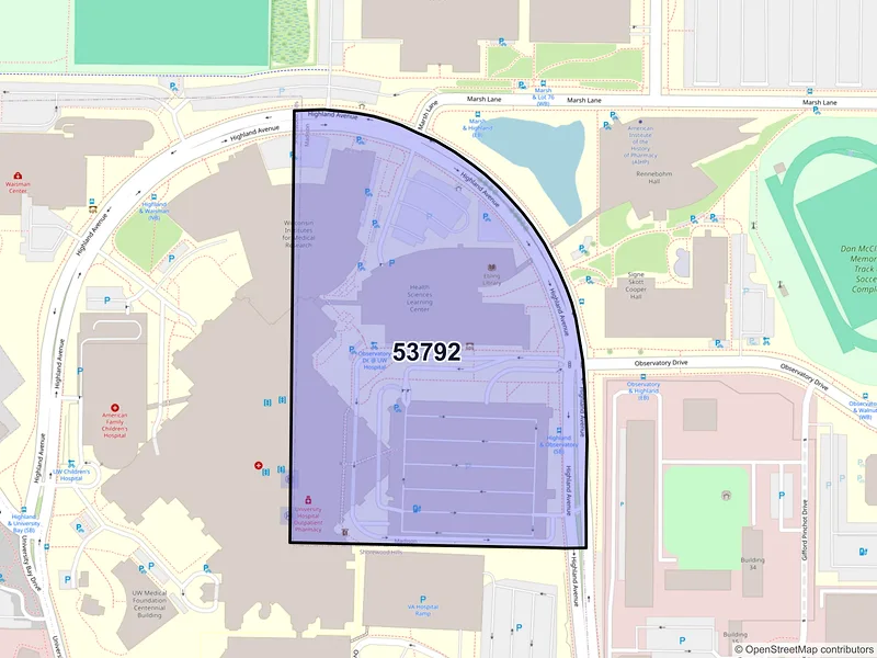 Map of ZIP Code 53792 — Madison, WI