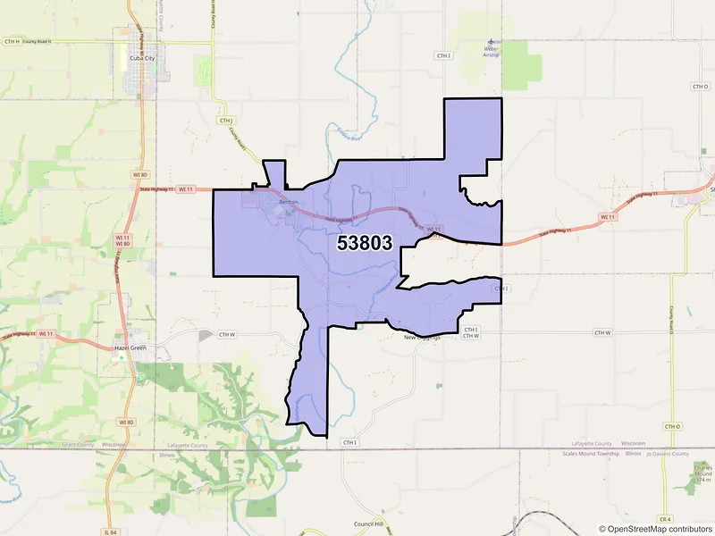 Map of ZIP Code 53803 — Benton, WI