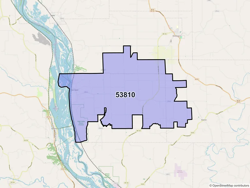 Map of ZIP Code 53810 — Glen Haven, WI