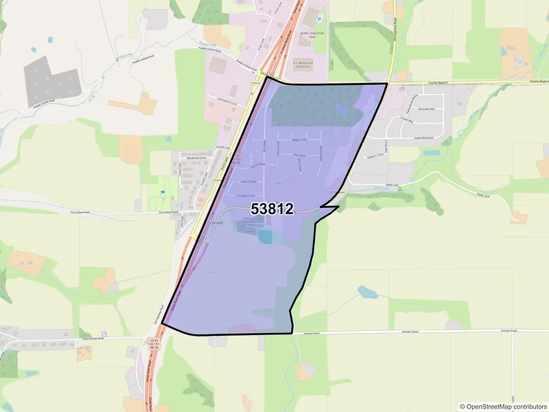 Map of Kieler, Wisconsin and ZIP codes