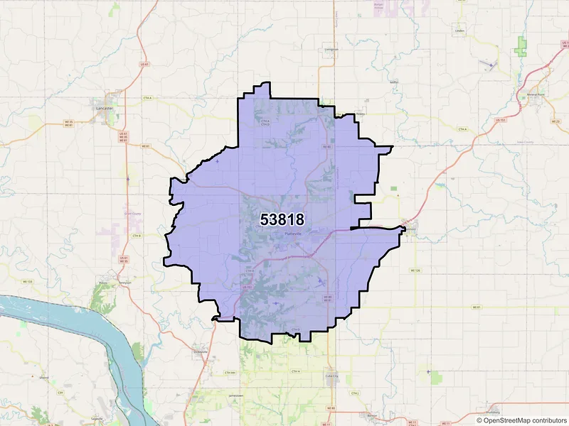 Map of ZIP Code 53818 — Platteville, WI