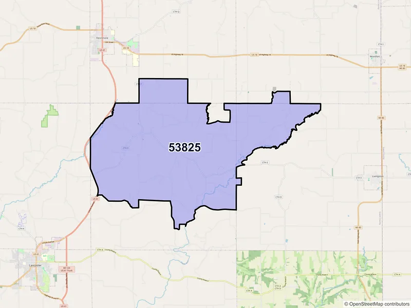 Map of ZIP Code 53825 — Stitzer, WI