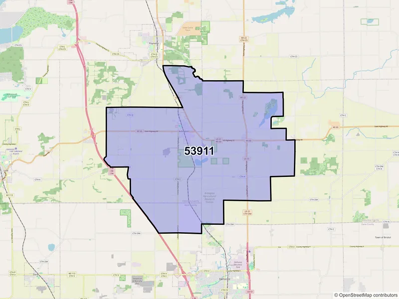 Map of ZIP Code 53911 — Arlington, WI