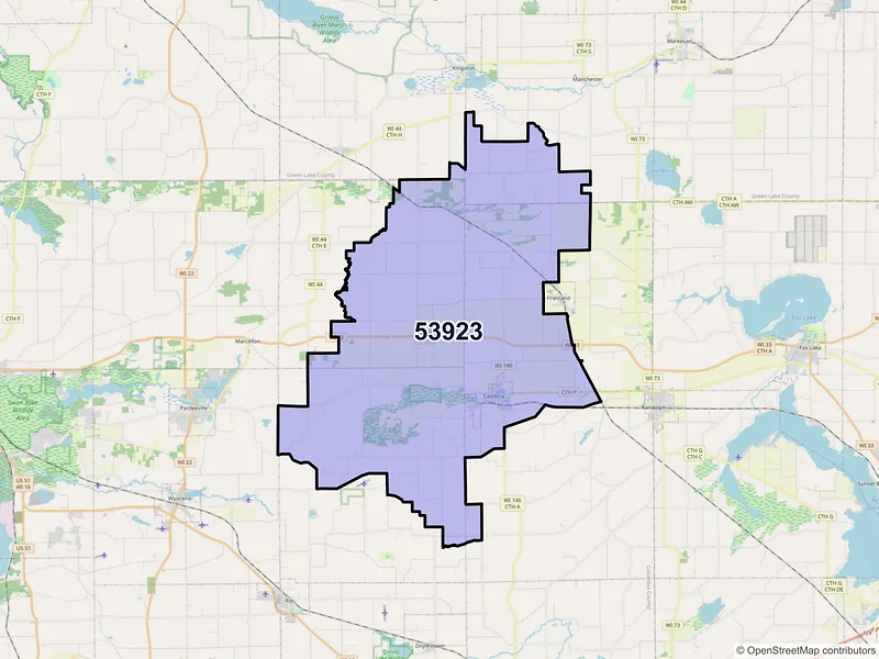 Map of ZIP Code 53923 — Cambria, WI