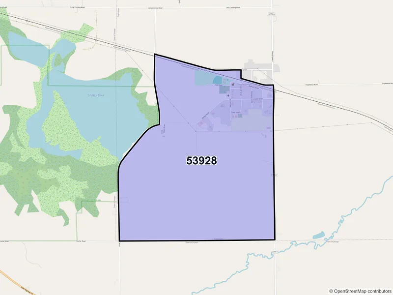 Map of Doylestown, Wisconsin and ZIP codes