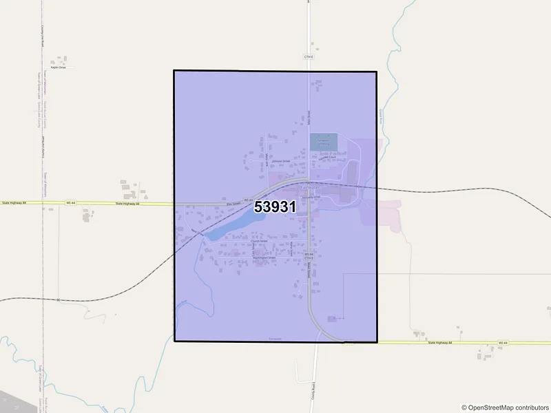 Map of Fairwater, Wisconsin and ZIP codes